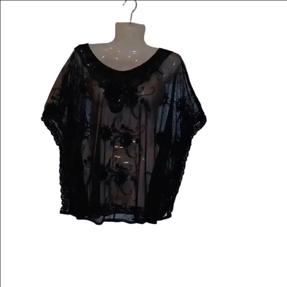 🍭🌹black lace, see-through blouse - Picture 4 of 12